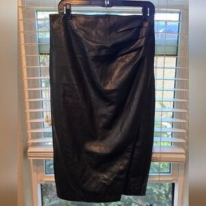 Shinestar Black Faux Leather High-Waist Pencil Skirt